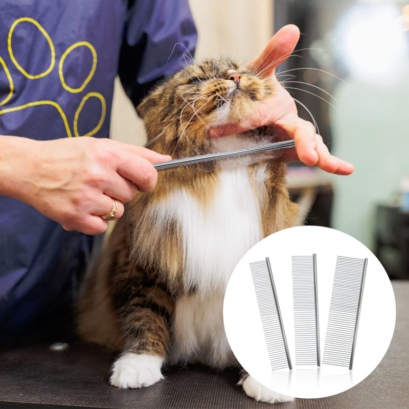 Pack of 3 Stainless Steel Pet Combs Professional Dogs Cats Comb Pet Grooming Grooming Beauty Comb Brush Pet Comb Flea Comb for All Types of Pets Dust Comb - PawsPlanet Australia