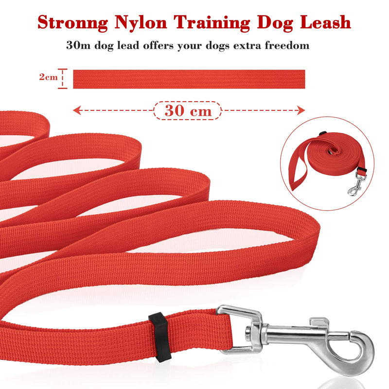 Training Lead for Dogs, Ansontop Dog Training Lead en Nylon Leash for Large Medium & Small Dogs for Camping Backyard Tracking Training, Play, Running with Metal Components Red (30m/100ft) - PawsPlanet Australia