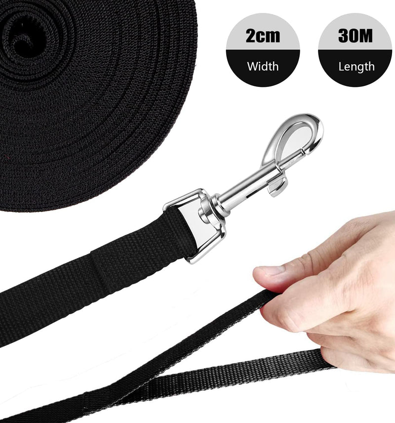 Mainiusi towing leash for dogs, towing leash 30m, dog leash 30m, running leash for dogs, cross-country skiing leash for large dogs, training leash for dogs, towing leash for large dogs, small dogs (30m, black) - PawsPlanet Australia