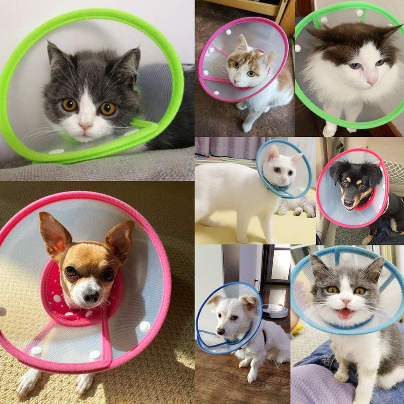 [Australia] - Cat Cone Dog Cone Collar Soft Dotted Recovery Collar After Surgery for Cats Kitten Puppy Small Dogs Pets Animals S Blue 