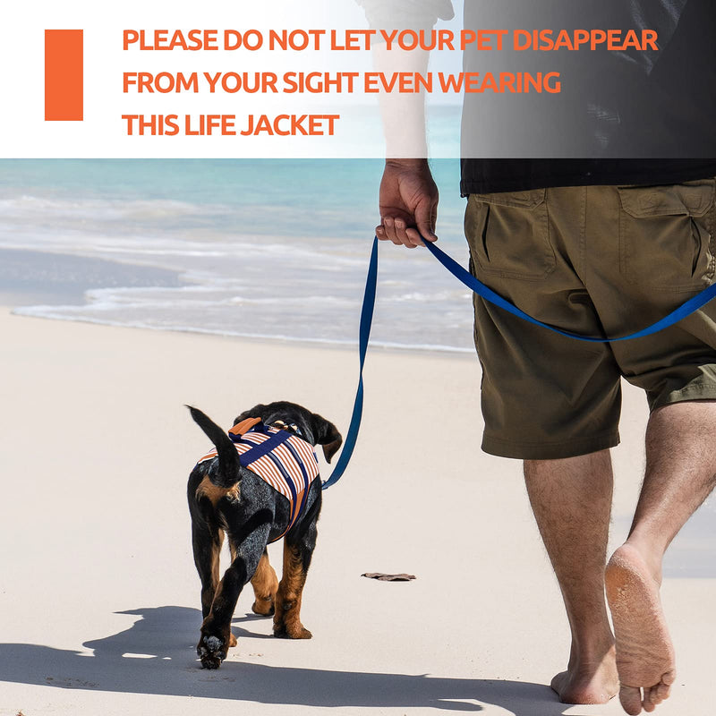 Phyxin Dog Life Jacket, Striped Pet Life Vest for Swimming, Adjustable Reflective Life Jacket for Dogs, Puppy Safety Vest for Kayaking, Surfing, Boating X-Small Orange - PawsPlanet Australia