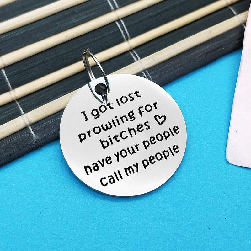 Funny Pet Tag Dog Collar Tag Dog Cat Pet ID Tag Pet Owner Gift I Got Lost Prowling Have Your People Call My People Keyring Puppy ID Tag for Dog Cats Owner - PawsPlanet Australia