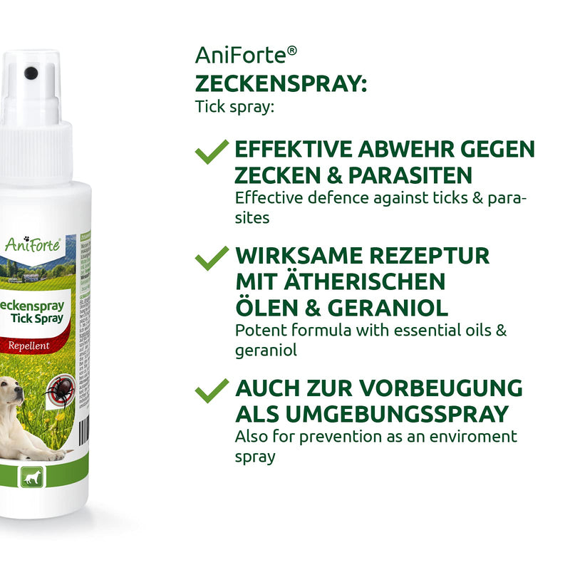 AniForte Tick Spray Dog (100ml)-Pure & Natural Tick, Lice & Parasite Protection-Easy to Use & Long Term Protection-Air and Contact Spray, Natural Solution for Dogs - PawsPlanet Australia