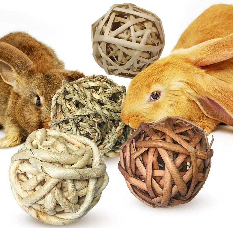 kathson Natural Bunny Chew Balls Small Animal Activity Toys Rabbit Play Ball Rolling Toy Gnawing Treats Timothy Grass Balls for Guinea Pigs Chinchilla Pet Cage Entertainment Accessories 12 Pack - PawsPlanet Australia