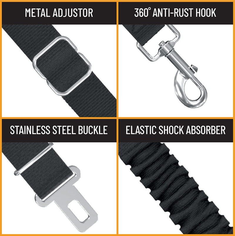Active Pets Dog Seatbelt, Adjustable Safety Dog Seat Car Harness, Dog Seat Belt for Pets - Durable Dog Seatbelts for Cars - Dog Car Seat Belt for Dogs, Dog seat Belts for Large Dogs, Medium, & Small 1 Pack Black - PawsPlanet Australia