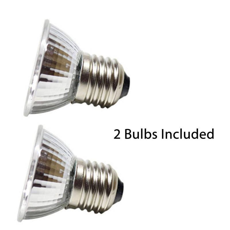 (2 Pack) CalPalmy UVA and UVB Light and Heat Lamp - CE Certified White Clip-On Heat Lamp with 360° Rotating Head, Adjustable Length, Dimmable Switch and 2-in-1 Reptile UV Light Bulbs - PawsPlanet Australia