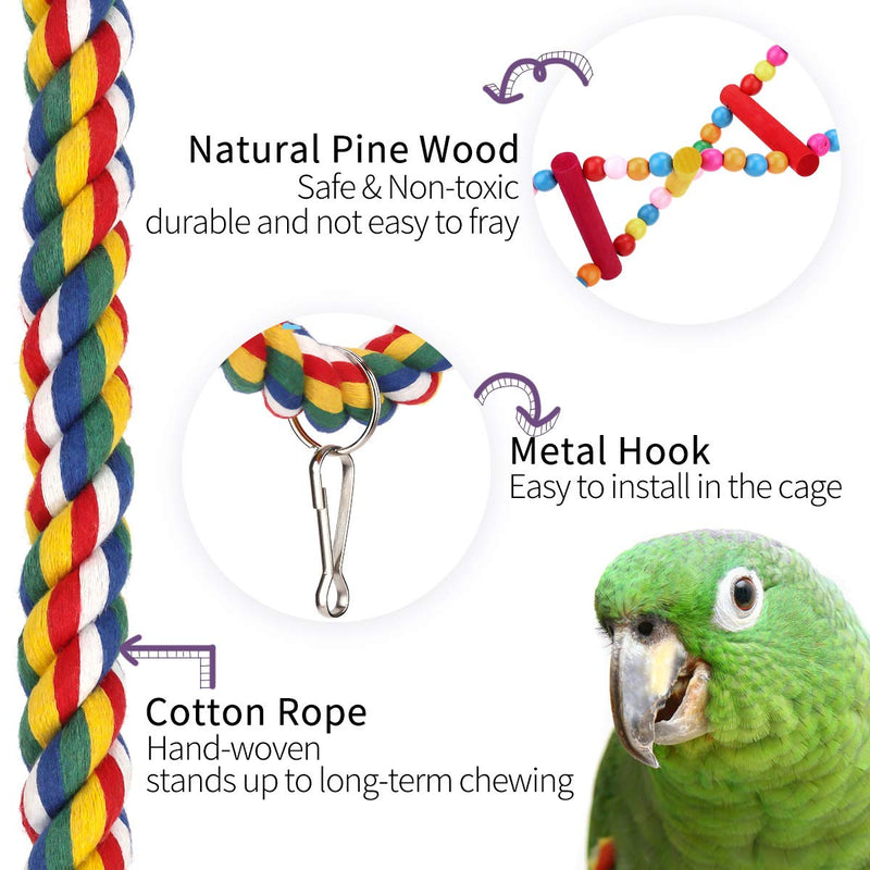 [Australia] - Pawaboo 2PCS Bird Parrot Swing Chewing Toys, Bird Cage Stand Hammock Hanging Swing and Climbing Ladder for Small Medium Large Birds, Parakeets, Cockatiels, Conures, Budgie, Macaws, Love Birds, Finches 