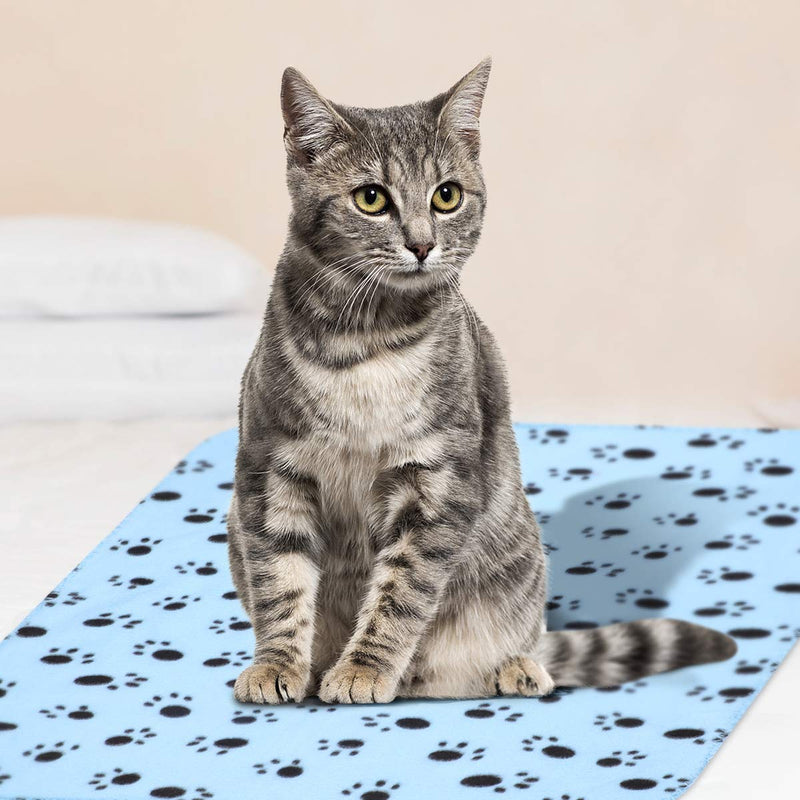 POPETPOP 6 Pack Puppy Blanket Cushion Dog Cat Fleece Blankets Pet Sleep Mat Pad Bed Cover Paw Print Kitten Soft Warm Pet Blankets - 60 * 70cm - PawsPlanet Australia