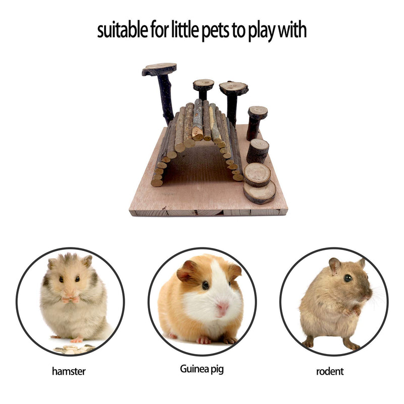 Tfwadmx Hamster Climbing Toy Wood Playground Activity Stand Platform Natural Apple Chew Toys with Wooden Ladder for Syrian Gerbil Mouse Chinchilla Guinea Pig - PawsPlanet Australia