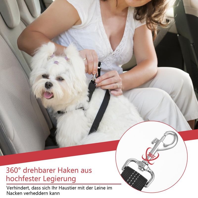 Adjustable seat belt dog car headrest, dog safety harness, dog seat belt with elastic for small dogs, medium-sized puppies-black - PawsPlanet Australia