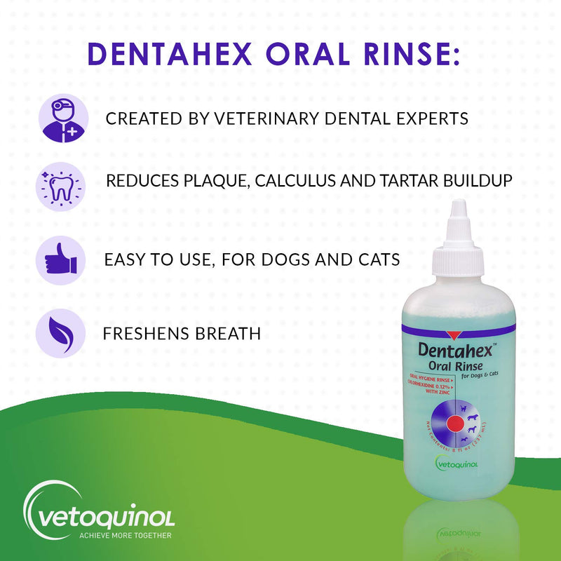 Vetoquinol Dentahex Pet Oral Hygiene Rinse, 8oz - PawsPlanet Australia