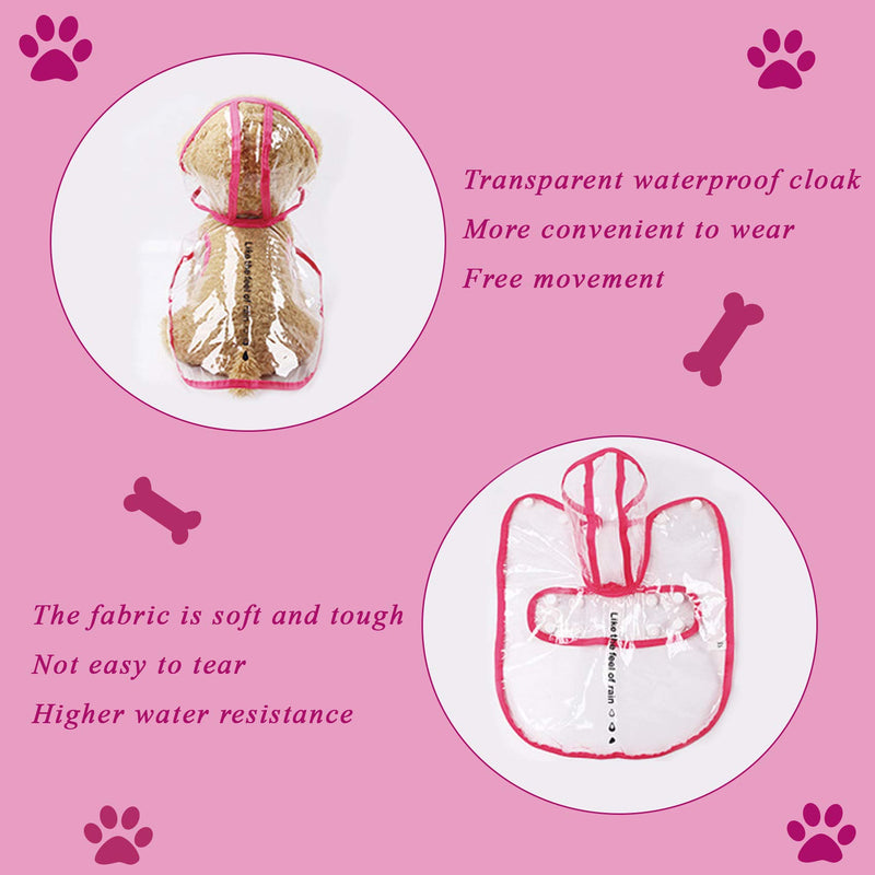 2 Pieces Pet Dog Raincoat, Pet Waterproof Dog Rain Jacket Transparent Puppy Raincoat, Dog Poncho Rain Jacket for Dogs with Hooded, Pet Rainwear for Small Medium Dog (Black and Rose Red, M) - PawsPlanet Australia