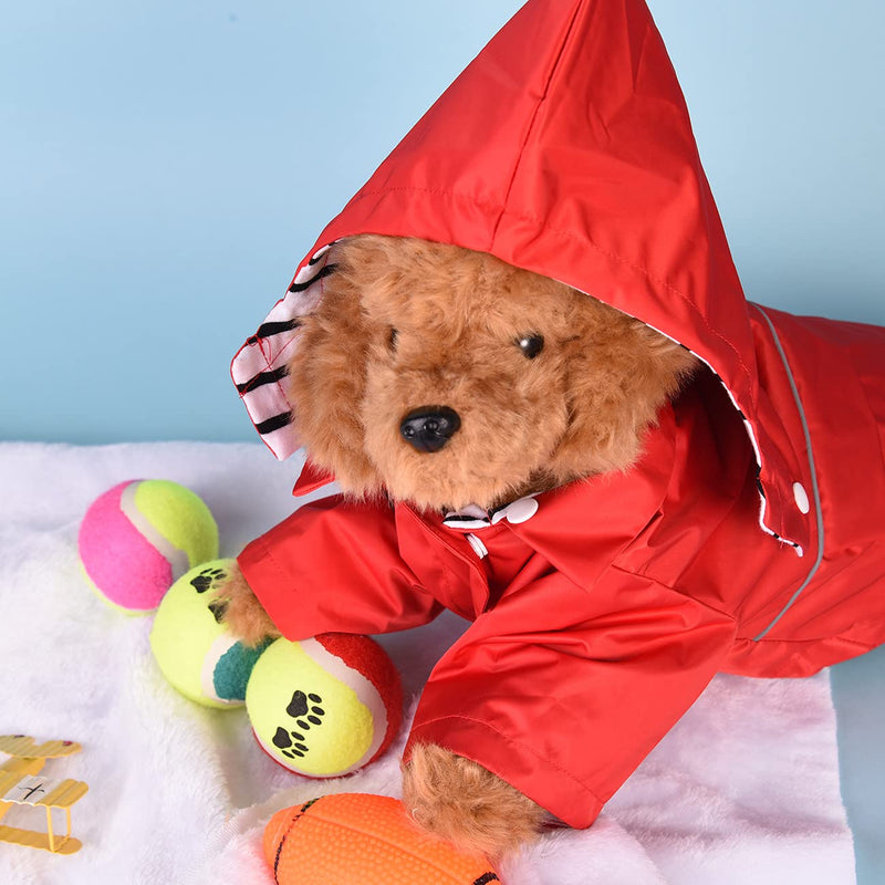 DOZCA Foldable Raincoats for Dogs with Hoods,Waterproof Rain Poncho with Reflective Strap,Lightweight Rainproof Slicker Clothes with Bells for Small Medium Pet Red - PawsPlanet Australia