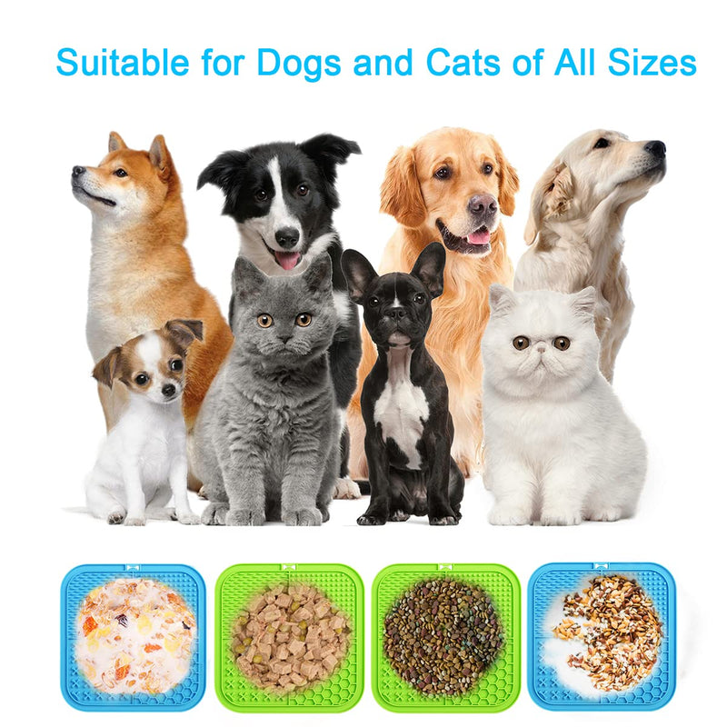 MateeyLife Licking Mat for Dogs and Cats 2PCS, Premium Lick Pad with Suction Cups for Dog Anxiety Relief, Slow Feeder Dog Bowls for Boredom Reducer, Dog Food Mat Perfect for Bathing Grooming etc. Blue&Green+1 Spatula - PawsPlanet Australia