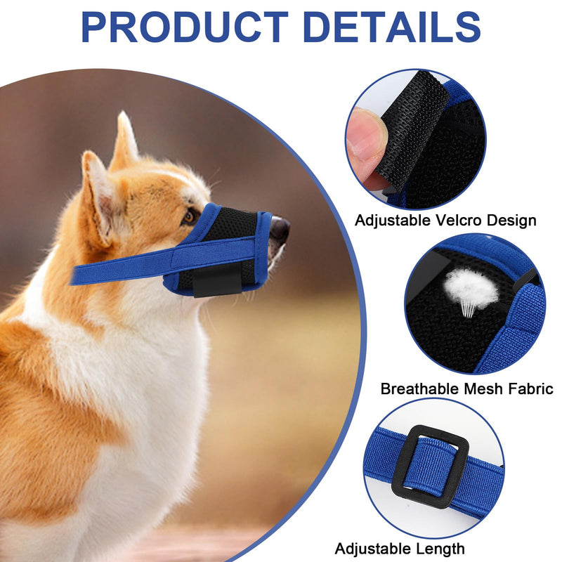 Mayoii Dog Muzzle, Adjustable Dog Muzzles Anti Biting, Barking, Breathable and Comfortable Muzzle for Medium Dogs Small Dogs, Blue (M) M - PawsPlanet Australia