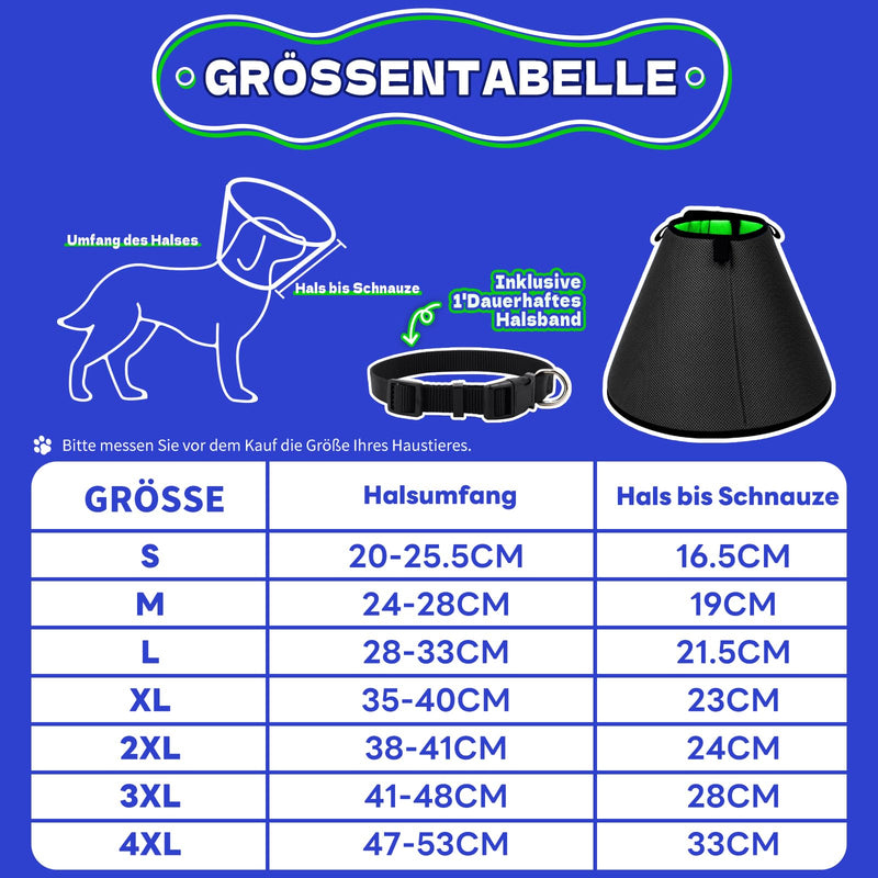 Supet neck collar for dogs, leak protection, soft protective collar, cone collars, adjustable recovery collar, breathable pet Elizabethan, leak protection dog after surgery dog Blcak XL XL neck circumference: 35-40 cm black - PawsPlanet Australia