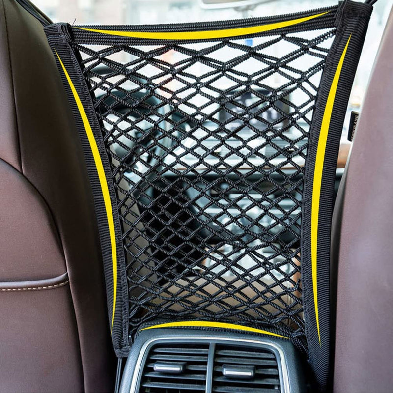 FEimaX Dog Car Net Barrier Pet Barriers Between Seats with Auto Safety Mesh Organizer, Storage Bag Universal for Cars, SUVs, Trucks, Safe Drive with Baby Pets 2 Layer 11 X 10.6 IN - PawsPlanet Australia