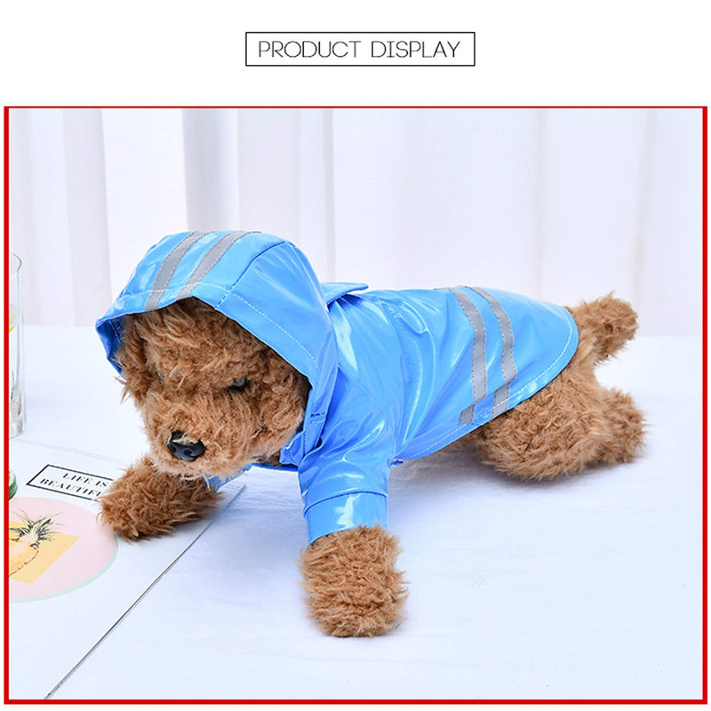 KoKoBin pet dogs high waterproof breathable jacket with hood lightweight raincoats with reflective for small medium dogs(blue,m) Blue M - PawsPlanet Australia