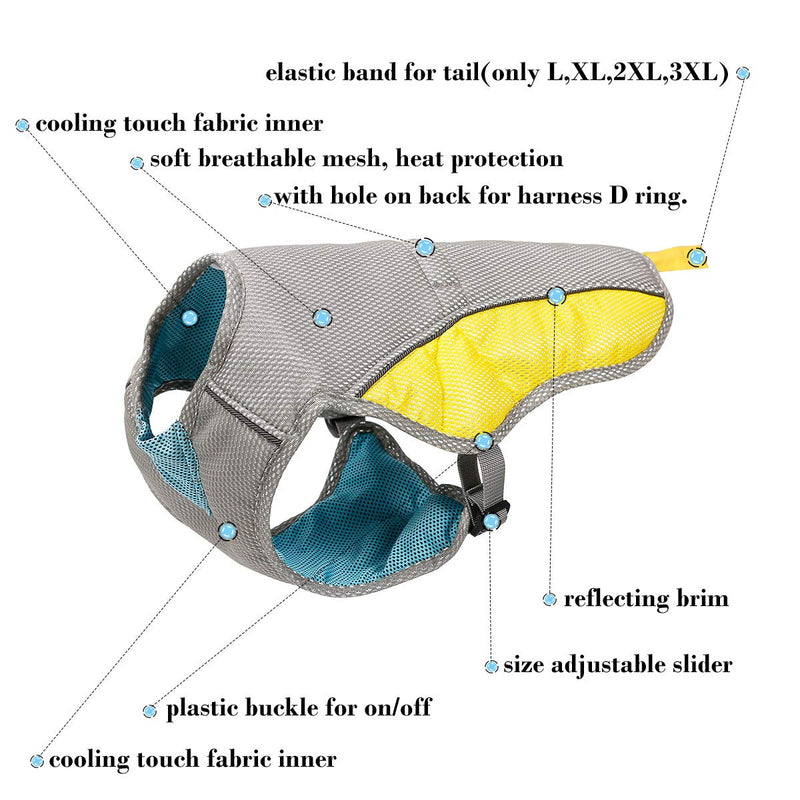 RC GearPro Ideal Cooling Dog Vest for Walking, Climbing, Sports XL grey yellow - PawsPlanet Australia