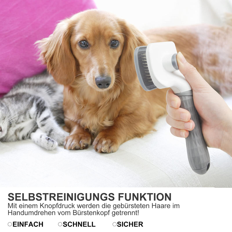 Dog brush, cat brush, pet brush for short hair, long hair, TNSLAND dog hair brush, animal hair brush, self-cleaning fur brush, dogs, cats, animal care brush, comb for removing underfur - PawsPlanet Australia