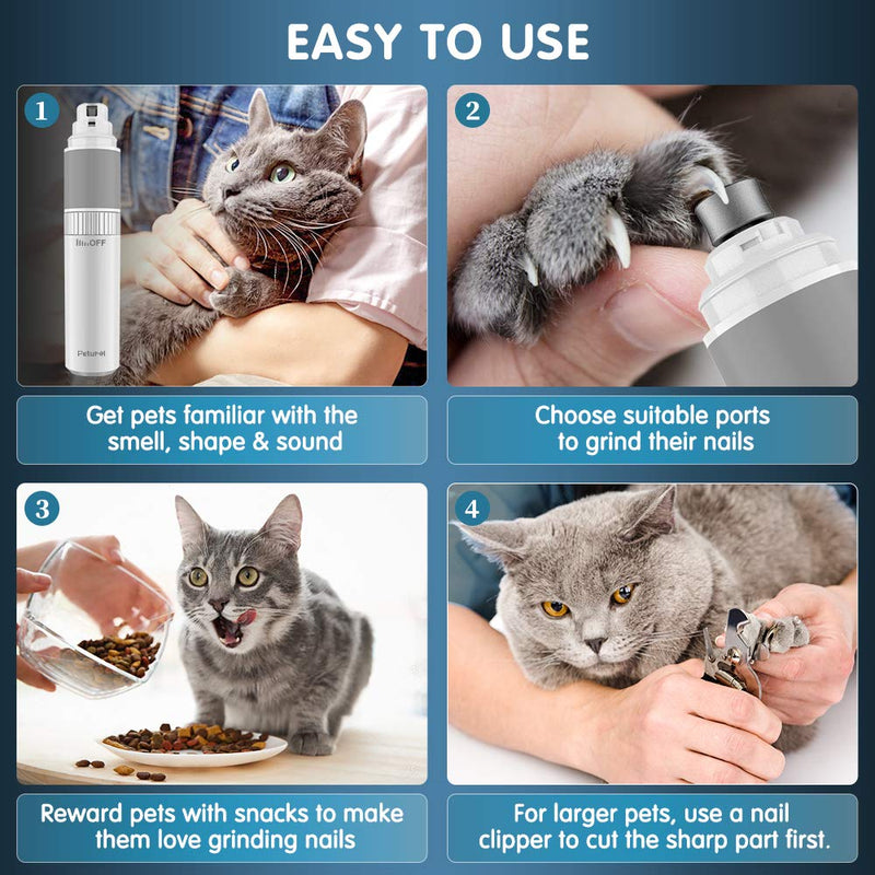 [Australia] - Petural Pet Nail Grinder Stepless Speed - Professional and Electric Dog Nail Grinder Trimming Smoothing for Small, Medium Dogs and Cats - Comfortable and Noiseless with 20h Working Time 