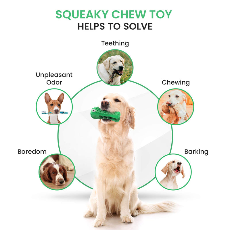 Dog Squeaky Chew Toys for Aggressive Chewers Medium Large Breed Dog Interactive - Indestructible - Durable Toy for Chewers Dogs - 100% Natural Rubber - Dog Dental Toothbrush Teeth Cleaning Chewing Toy - PawsPlanet Australia