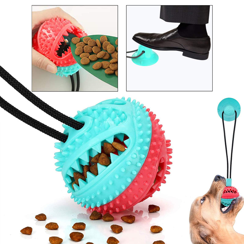 Dog Chew Toys, Dog Toys for Aggressive Chewers，Dog Rope Toy with Suction Cup, Multifunctional Interactive Dog Tug of War Toy, Dog Puzzle Treat Food Dispensing Ball Toys for Small Medium Dogs (A) A - PawsPlanet Australia