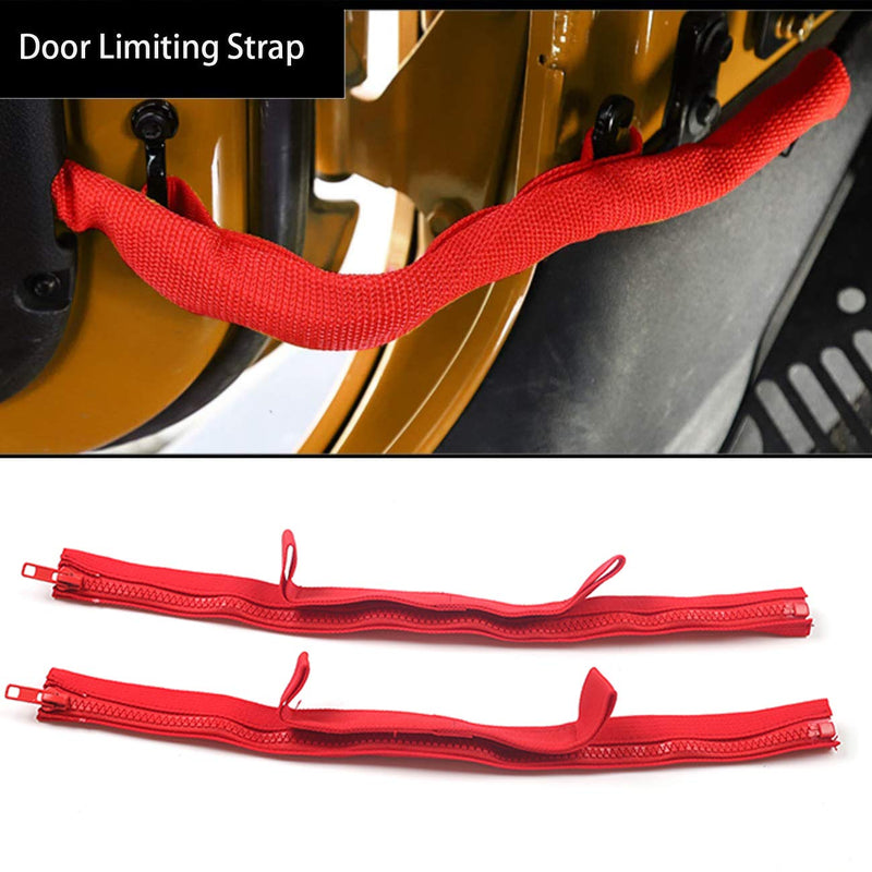 [Australia] - buyinhouse for Wrangler JK 2007-2018 Door Limiting Strap Hinge Adjustable Replacement Door Check Straps Cloth Wiring Protector(Red Style,2 Pack) Red Door Limiting Strap 