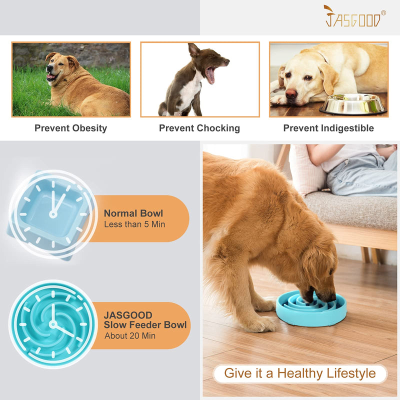 JASGOOD Slow Feeder Dogs Bowl for Large Dogs,Anti-Gulping Pet Slower Food Feeding Bowls Stop Bloat,Preventing Choking Healthy Design Dogs Bowl A-Sky Blue - PawsPlanet Australia