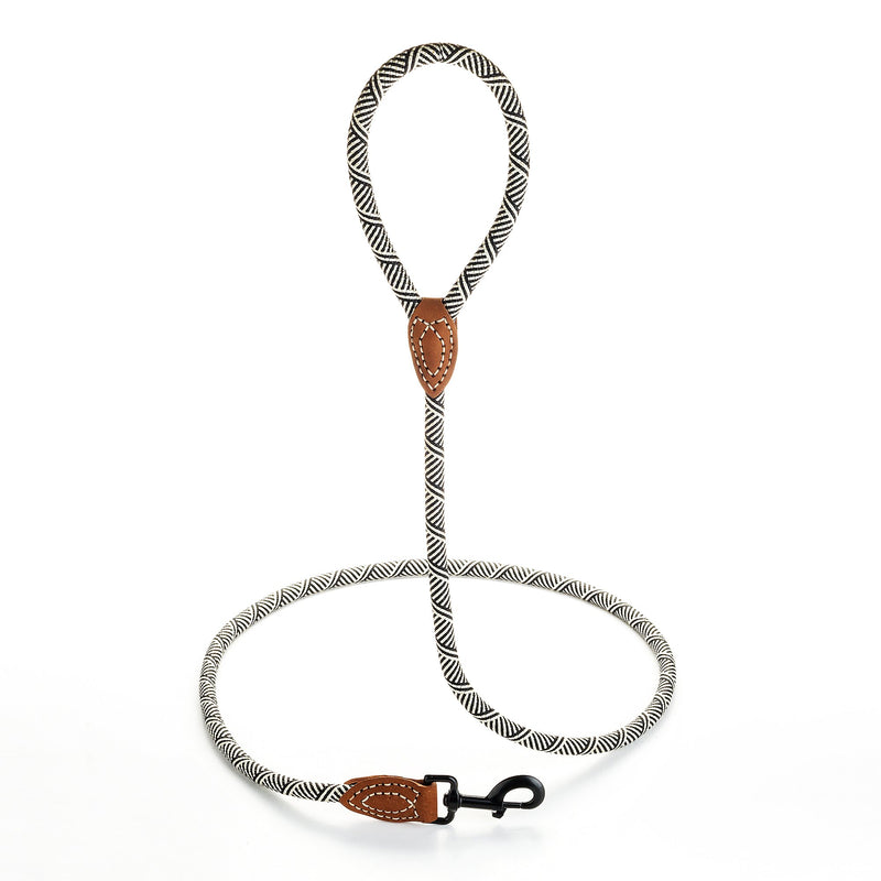 [Australia] - Mile High Life Leather Tailor Reinforce Handle Mountain Climbing Dog Rope Leash with Heavy Duty Metal Sturdy Clasp (4/5/6 FEET) 4 FT White 