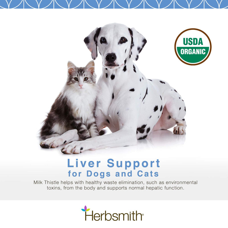 Herbsmith Organic Milk Thistle for Dogs and Cats – Liver Supplement for Dogs & Cats – Made in USA 75g Powder - PawsPlanet Australia