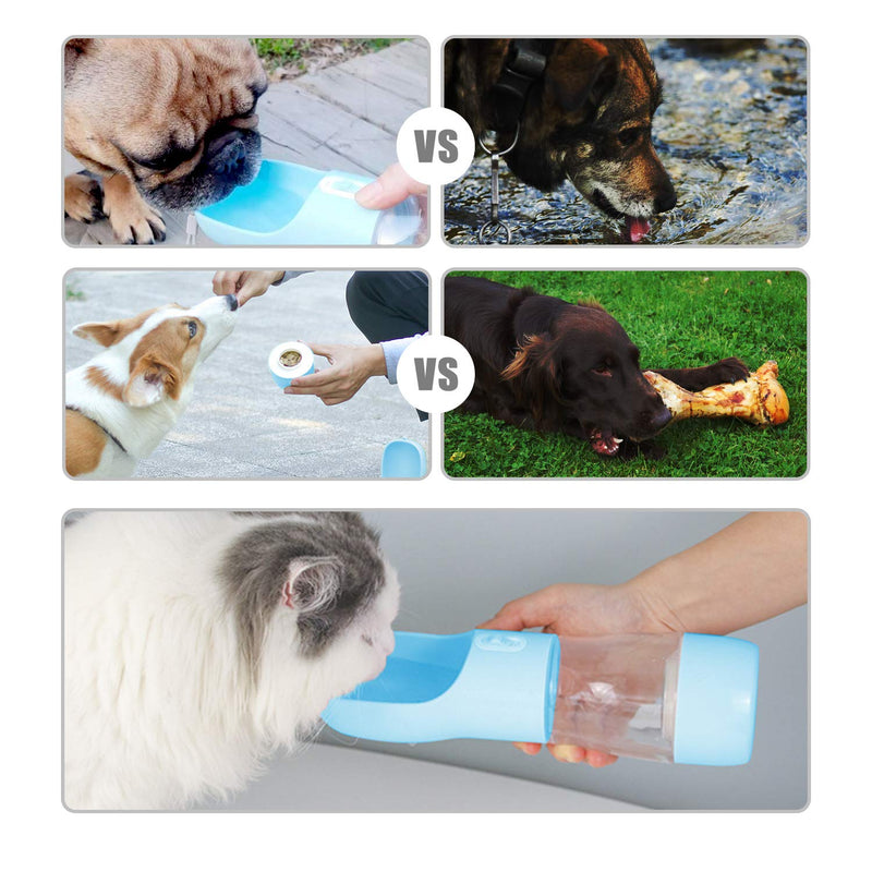 [Australia] - CAACBB Dog Water Bottle for Walking, Water Dispenser, Multifunctional Dog Cat Puppy Feeder Traveling Bowls with Food Container, Lightweight & Convenient Portable Pet Drinking Cup blue 