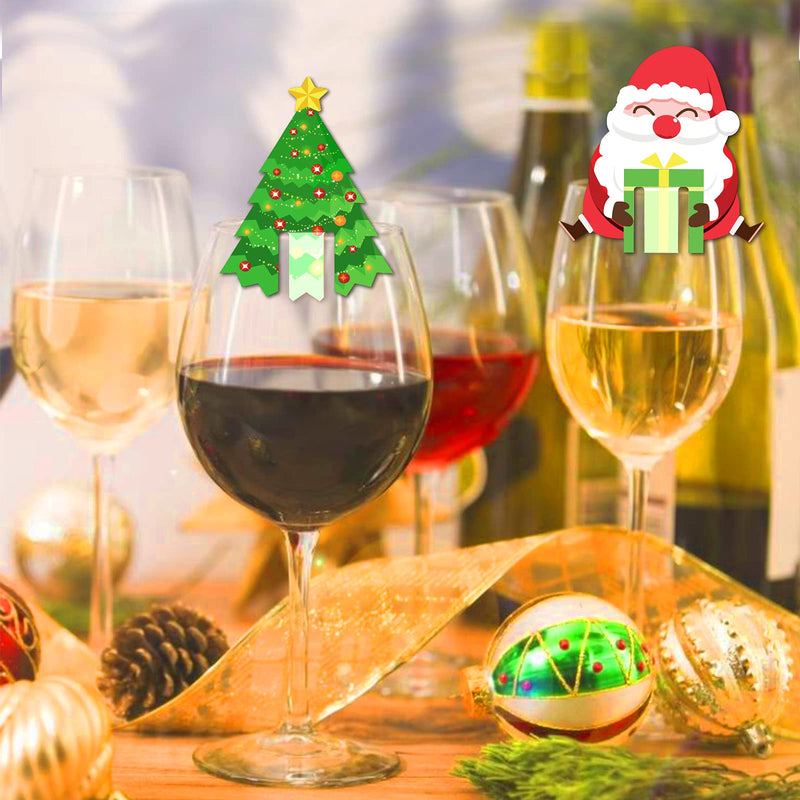 48 Pieces Christmas Wine Glass Decorations Cup Cards Christmas Goblet Markers Table Decoration for Christmas Party Supplies - PawsPlanet Australia