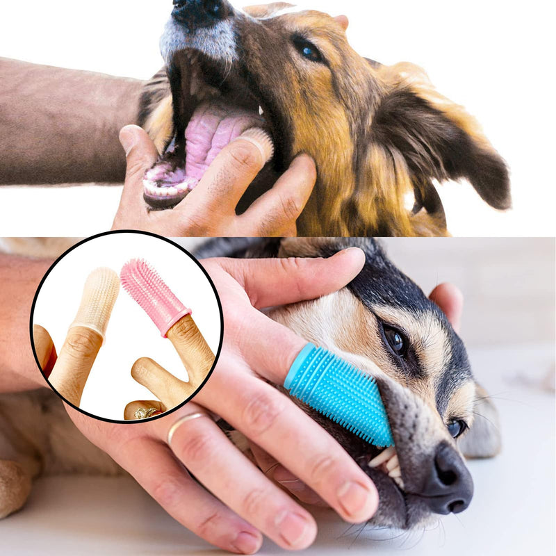 Pack of 4 Dog Finger Toothbrush, Dog Toothbrush 360° Fully Wrapped Bristles, Dental Care Dog Pets Teeth Cleaning Toothbrush, Anti-Plaque Finger Dog Toothbrush for Large Medium Small Dogs Cats - PawsPlanet Australia