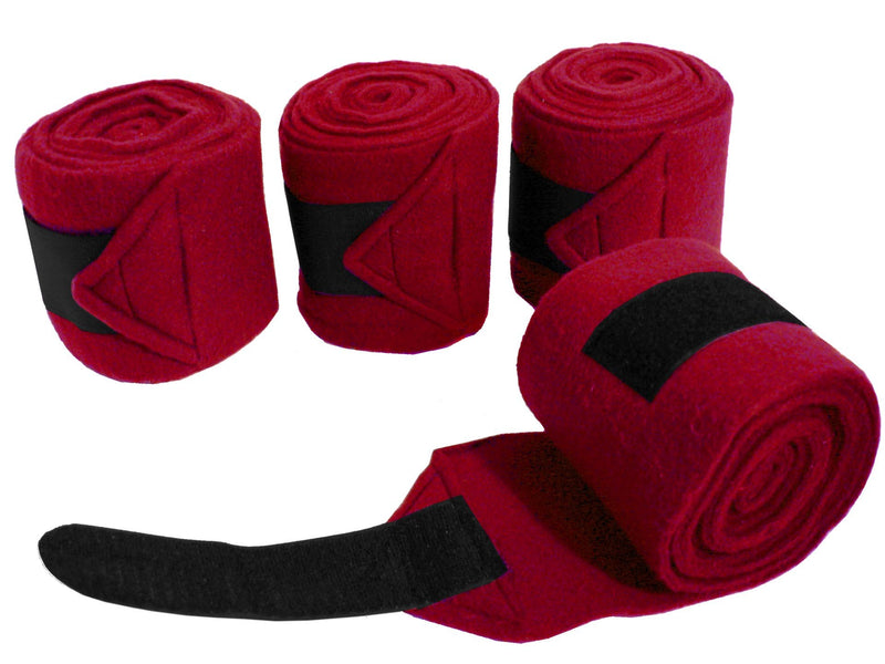 [Australia] - Derby Originals Set of 4 Super Soft Fleece Horse Polo Wraps with Velcro Red 