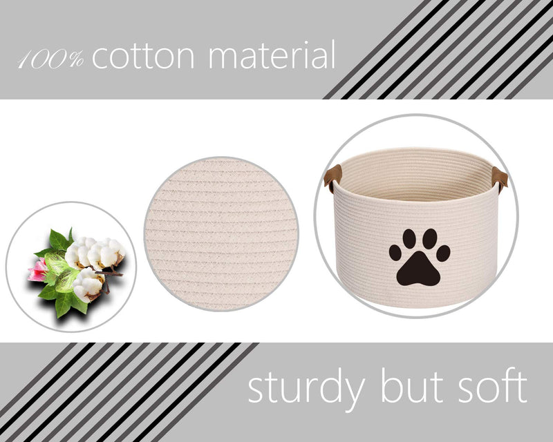 Brabtod toy basket for dogs - Small Round Pet Toy and Accessory Storage Bin for Home Décor-white white - PawsPlanet Australia