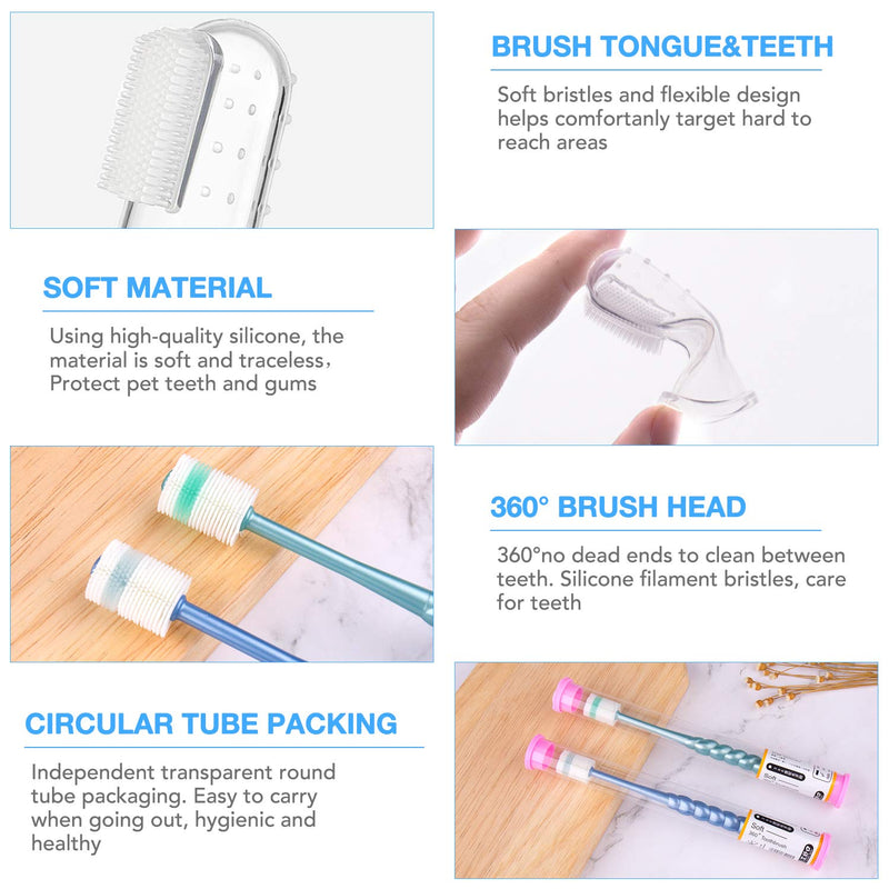 INPHER Dog Toothbrushes,10 PCS Tooth Cleaner Triple Head Toothbrush 360 Degree Toothbrushes Soft Silicone Finger Toothbrushes Dental Brushes Kit for Dog Cat Pet Dental Care Clean Mouth - PawsPlanet Australia