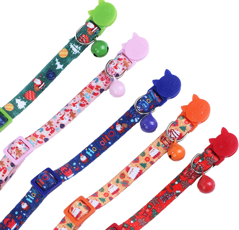 [Australia] - BoomBone Christmas Cat Collar Breakaway with Bell,Pack of 5 Safe Puppy Collars 