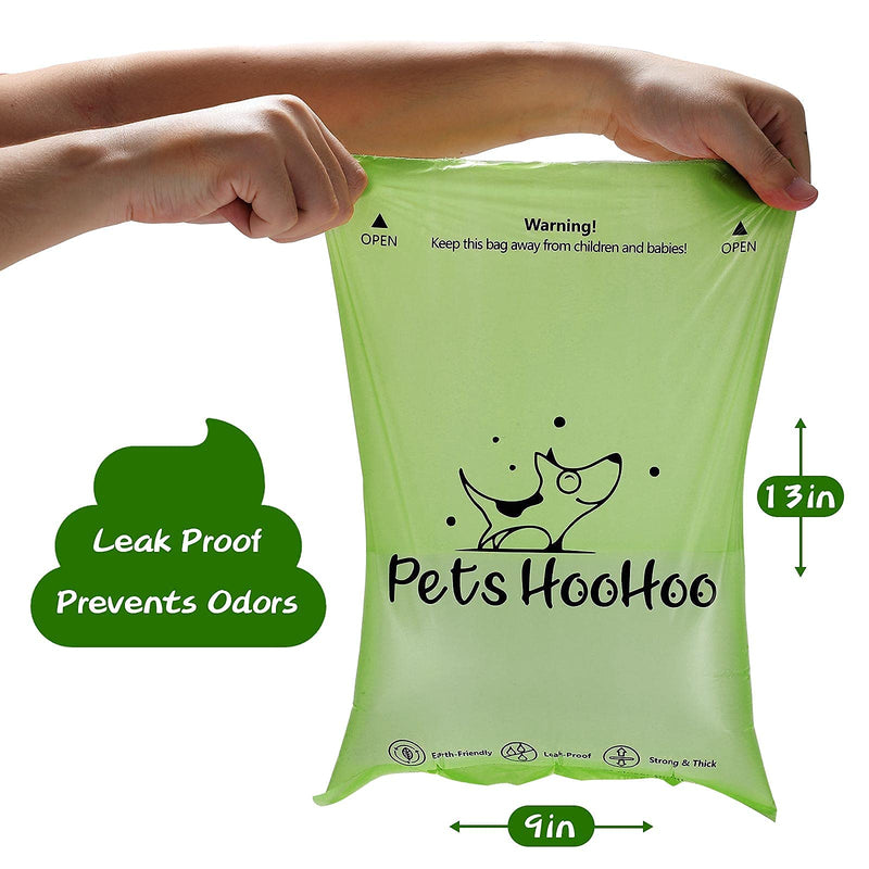 Pets HooHoo Compostable Dog Poop Bags - Biodegradable Waste Bag, 100% Leak Proof, Long Lasting Litter Bags With Dispenser - 9 x 13 inches (120 Counts, 135 Counts) Green, Yellow 120 Counts - PawsPlanet Australia