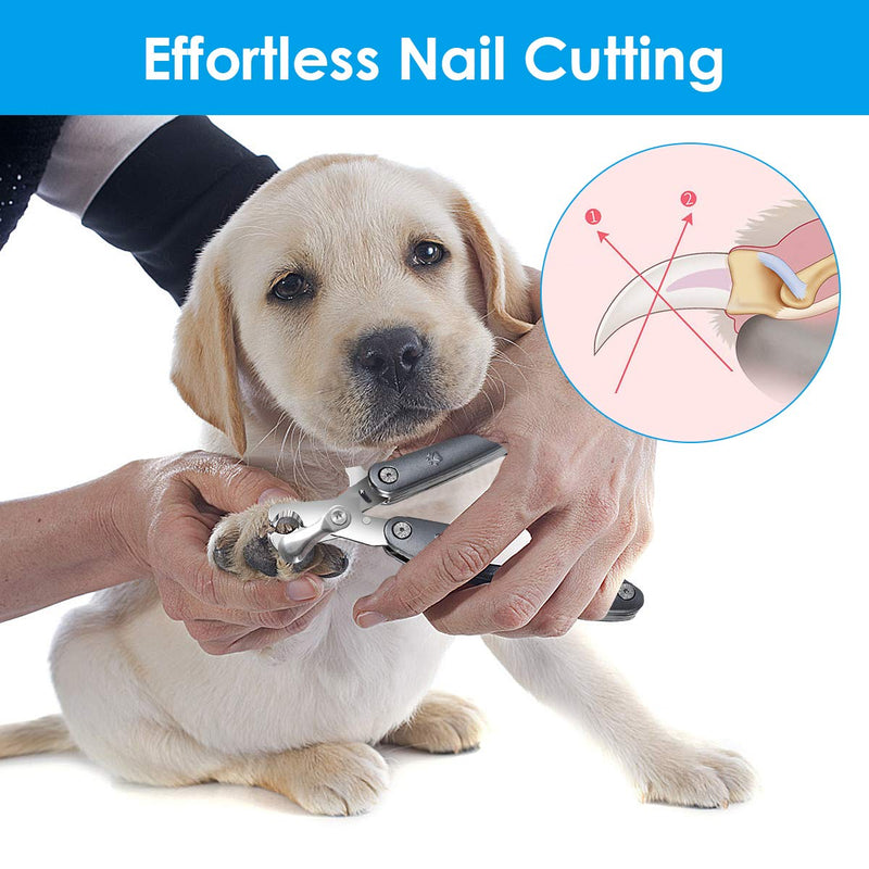 [Australia] - Dog Nail Clippers Upgraded - 3 in 1 Foldable Dog Nail Trimmers with Safety Guard to Avoid Over Cutting - Free Hidden Pet Nail File and Hair Brush Comb, Professional Grooming Tool for Dogs and Cats 