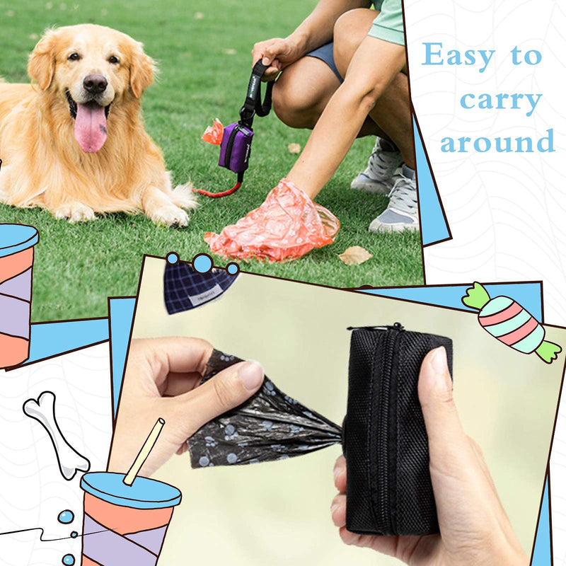 XQK Dog Poop Bag Holder, Durable Lightweight Polyester Multi Color Pet Dog Waste Bags, Portable Hook Pouch Puppy Pick-Up Bags with Dispenser Hole (Black) - PawsPlanet Australia