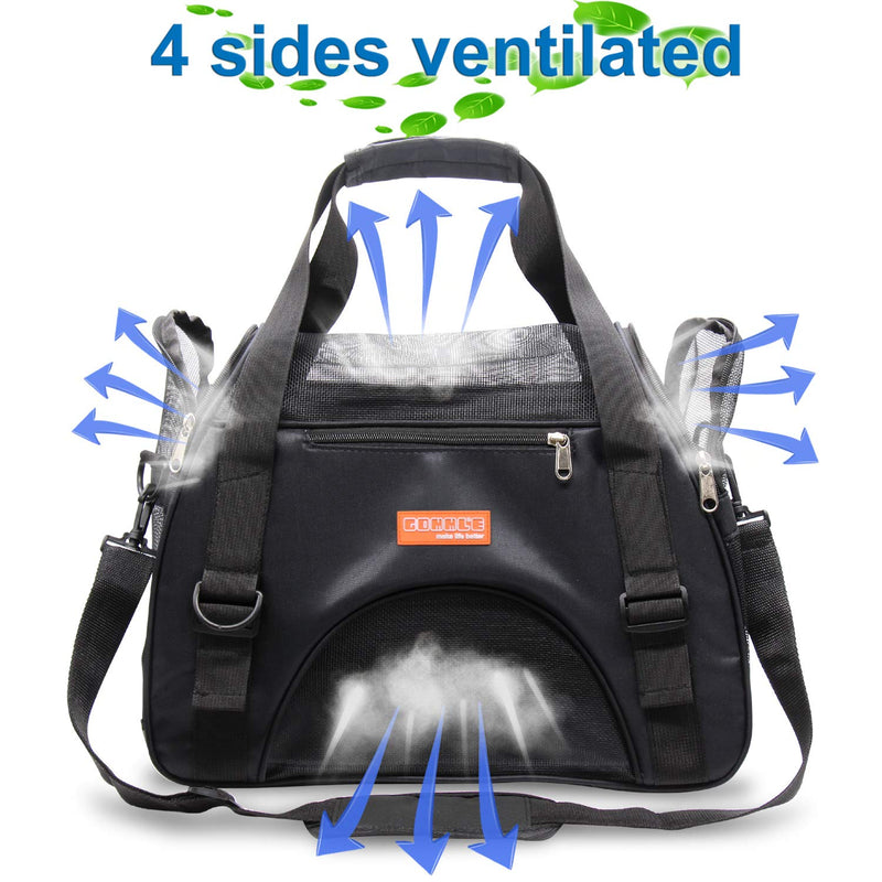 DentJet Pet Travel Carriers for Cats and Dogs, Soft Sided Portable Dogs Cats Bags Dog Carrier, Zipper Lock Collapsible Cat Carrier Puppy Kittens Rabbits Hamster Bag, Airline Approved Underseat, Black - PawsPlanet Australia