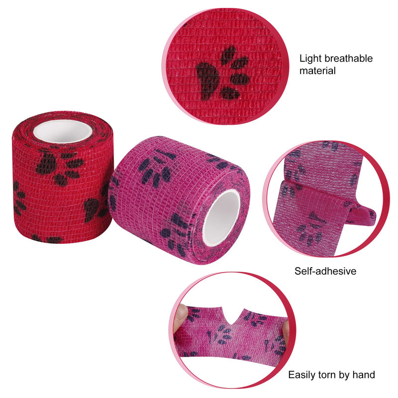 Heyu-Lotus 6 Rolls Pet Vet Wrap, Self Adhesive Cohesive Pet Bandage Non-Woven Elastic Breathable Bandage Tape for Dogs Cats and Horse, Wrist, Ankle,5cm x 4.5m - PawsPlanet Australia