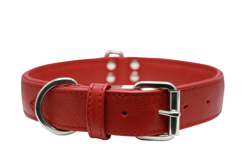 [Australia] - Leather Dog Collar, Padded, Double Ply, Leather (Alpine) Miniature Poodle, Bichon Frise Min Pin xl Valentine Red 