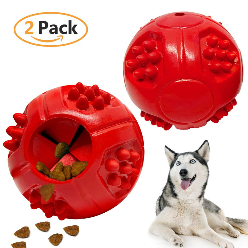 PETOYO Dog Food Balls Toy IQ Ball Food Dispensing IQ Training for Medium Large Dog Steak Aroma Soft Thick Rubber Interactive Rubber Ball -Set of 2 (red) … - PawsPlanet Australia