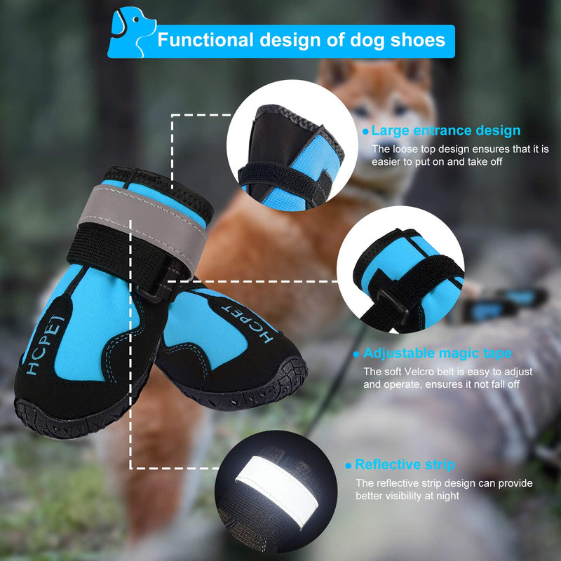 esafio Waterproof Anti Slip Dog Shoes, Outdoor Hiking Sport Dog Shoes for Big Large Dogs (7#, Blue) 7# - PawsPlanet Australia