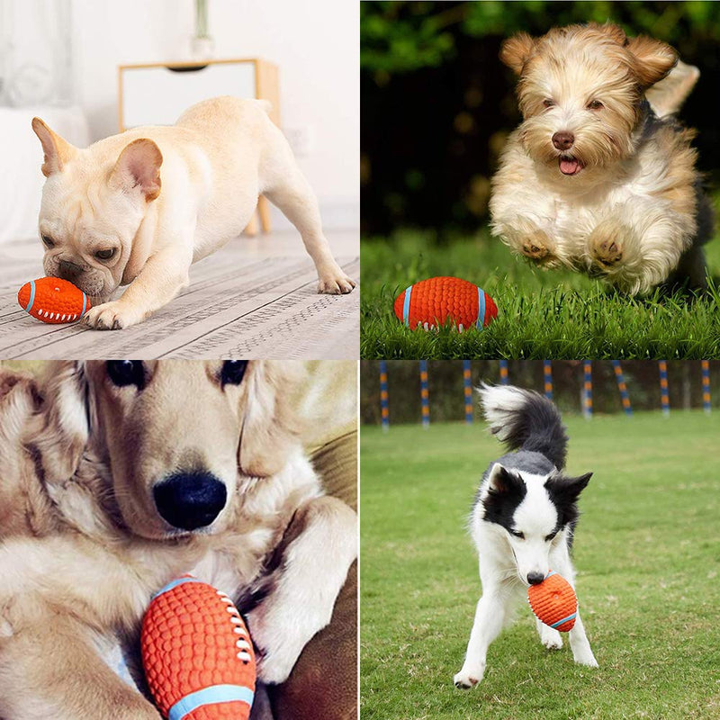 LYINBO Rubber Ball for Dog, Pet Squeaky Toys, Dog Rugby Ball, Squeaky Latex Rubber Dog Toy Balls Bite Resistant Teeth Training Toys for Dogs - 14 * 8 CM Red - PawsPlanet Australia