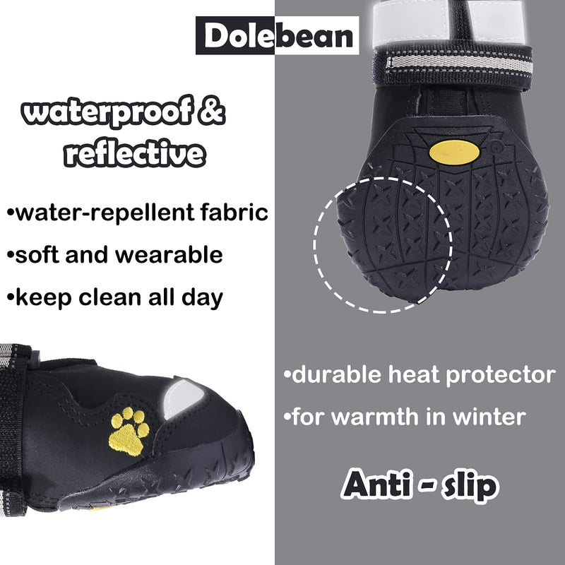 Dog Boots Paw Protectors Waterproof Shoes for Large Medium Dogs Winter Snow Hardwood Floors Cold Weather size 3: 2.1"(Width) Black - PawsPlanet Australia