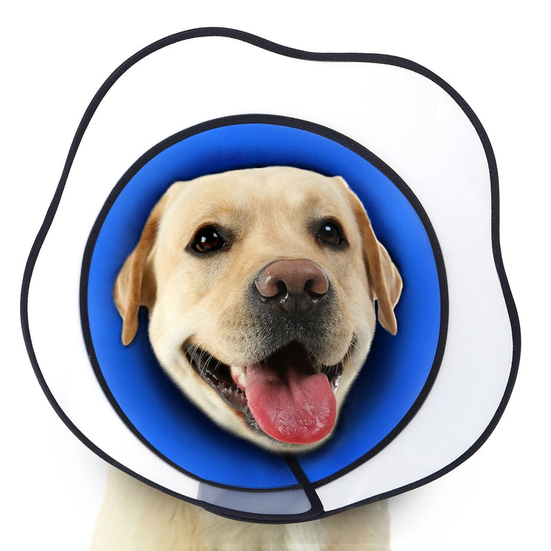 Supet Dog Cone Alternative After Surgery, Soft Dog Cones for Large Medium Dogs, Comfortable Elizabethan Dog Recovery Cone to Stop Licking, Adjustable Pet Recovery Collar XL (Neck:18.0"-20.0") Darkblue - PawsPlanet Australia