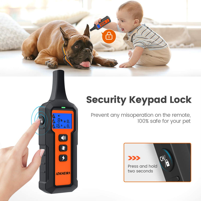 [Australia] - IOKHEIRA Dog Training Collar with Remote for Large Dogs Waterproof Dog Shock Collar Rechargeable with Shock Beep Vibration Modes and up to 1800Ft Range for Small Medium Large Dogs 